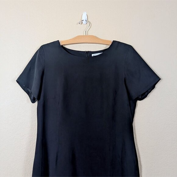 Vtg 90s Victoria Holley Black 100% Silk Maxi Dress Size 12 Minimalist Classic - Picture 2 of 8